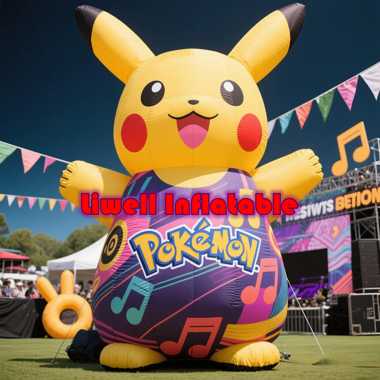

Giant Inflatable Music Festival Pikachu Model Halloween Advertising Indoor Outdoor Inflatable Decoration For Event Party Display