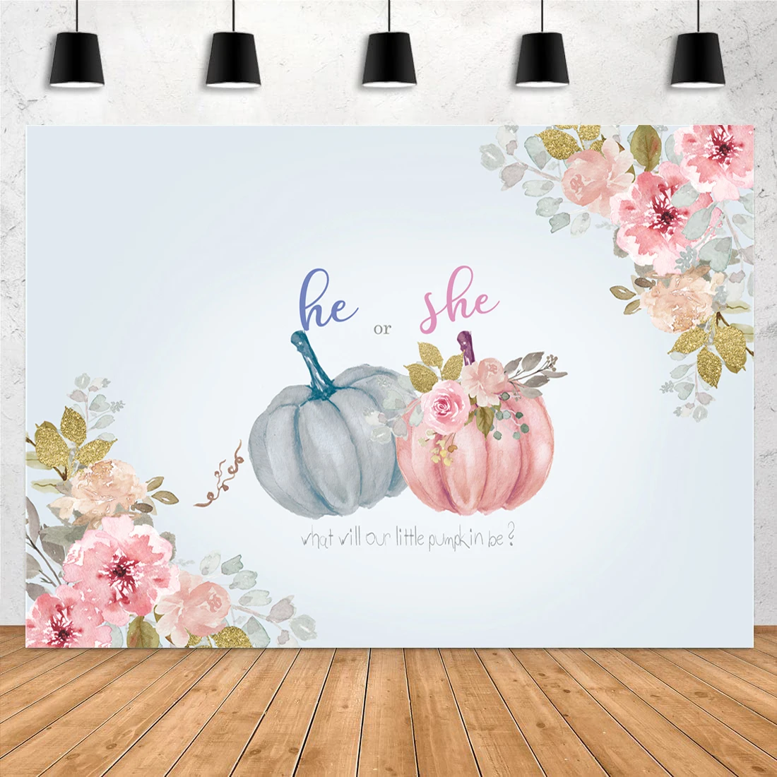 Pumpkin Baby Shower Backdrop What Will Our Little Pumpkin Will be Fall Thanksgiving Background Birthday Party Decoration W-8050