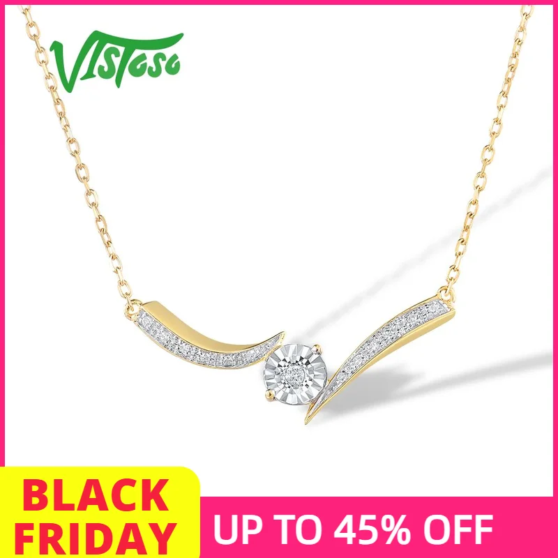 

Женское Ожерелье с бриллиантами VISTOSO, желтое и белое золото 9 к 375 пробы, элегантные ювелирные украшения из драгоценных камней для свадьбы или юбилея