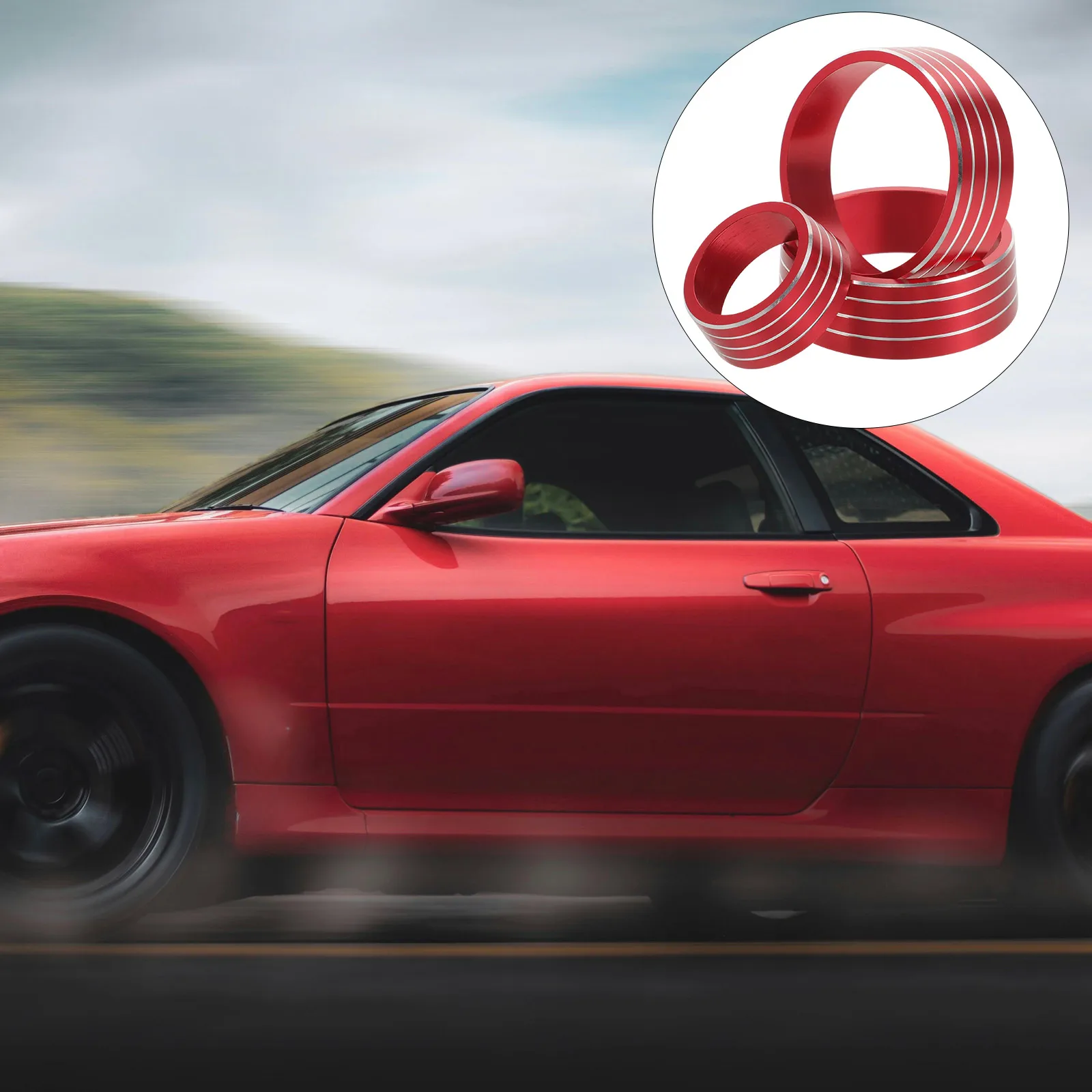 

3Pcs Car Ac Button Cover Rings Stylish Fade Resistant Easy Install Aluminum Alloy Interior Trim Car Accessories