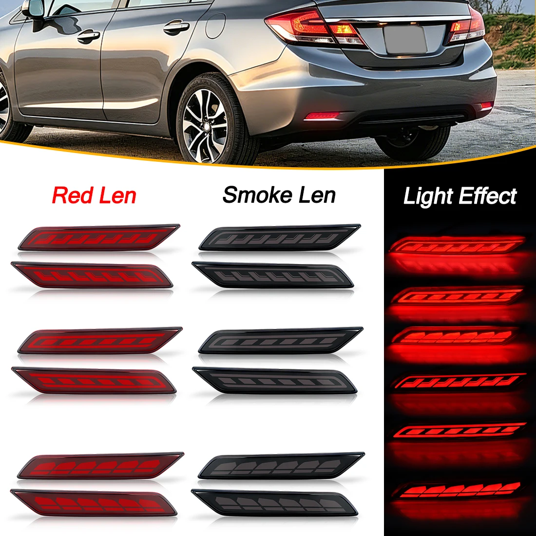 

Rear Bumper Light For Honda Civic 2013 2014 2015 Rear Running Light Brake Warning Drving Lamp Turn Signal Start up Animation 12V