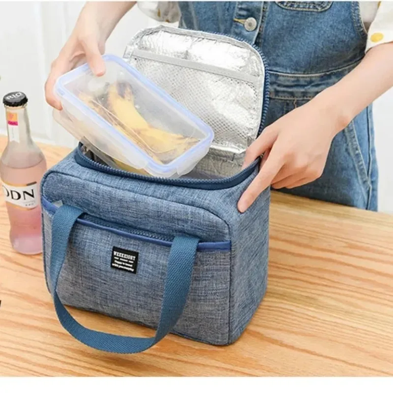 

2025Portable Lunch Bag New Thermal Insulated Lunch Box Tote Cooler Handbag Bento Pouch Dinner Container School Food Storage Bags