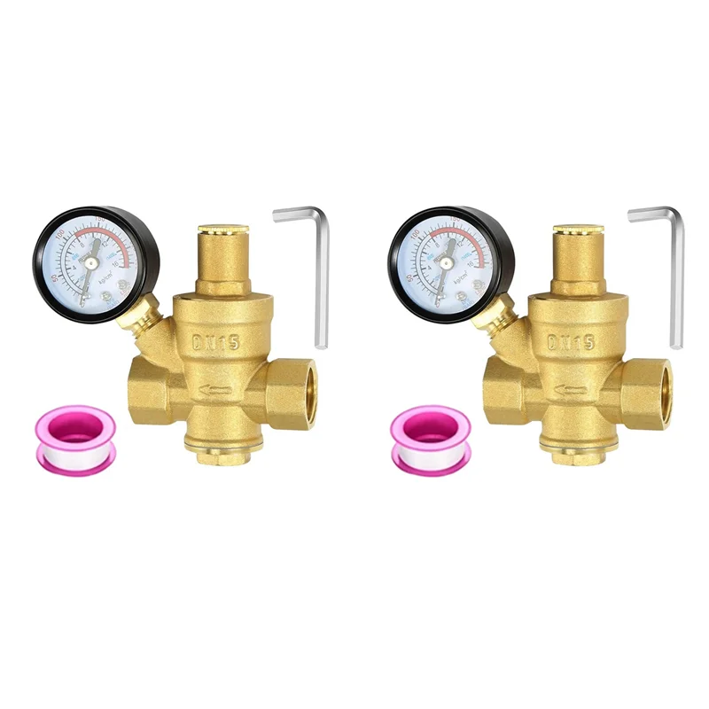 

Регулятор давления воды HRBAJ-2X 1/2 дюйма с манометром, твердость, латунь, регулируемый редукционный клапан для воды