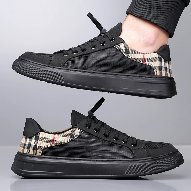 All Match Men Low Top Sports Shoes Flexible Rubber Bottom Thin Breath Upper Simple Monochrome Daily Commuter Sneakers