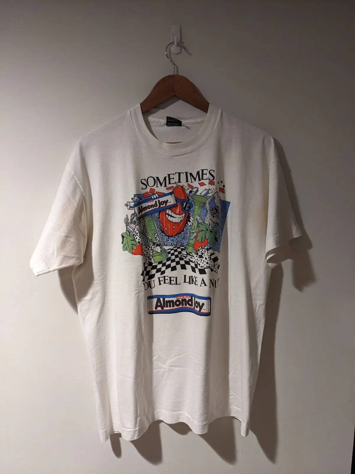 Camiseta Vintage 90s almendra Joy Mounds Chocolate Candy blanco x-large