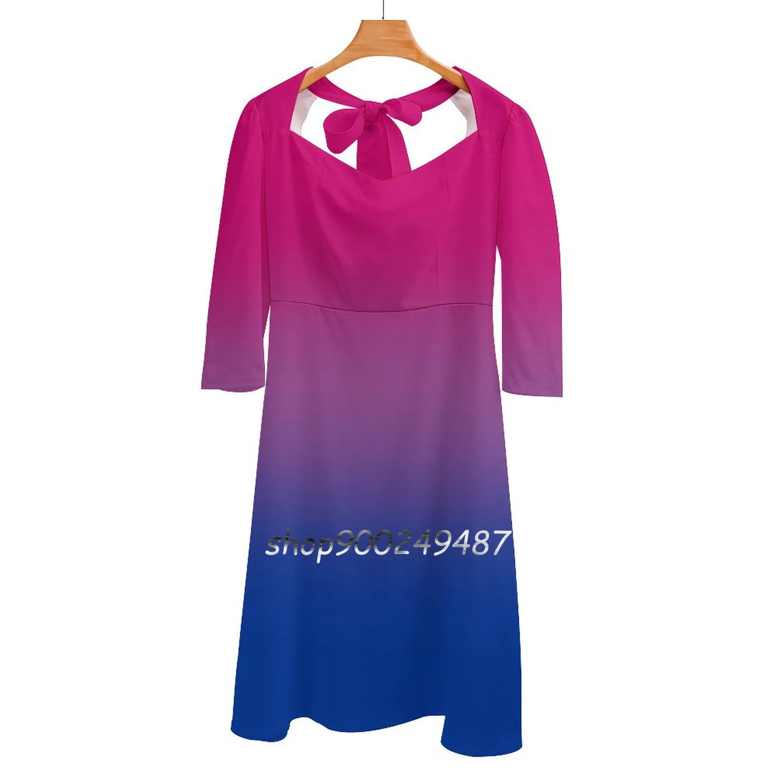 

Bisexual Flag ( Blurred ) Square Neck Dress New Plus Size Elegant Women Waist Tight Dress Bisexual Bi Bisexual Pride Bisexual