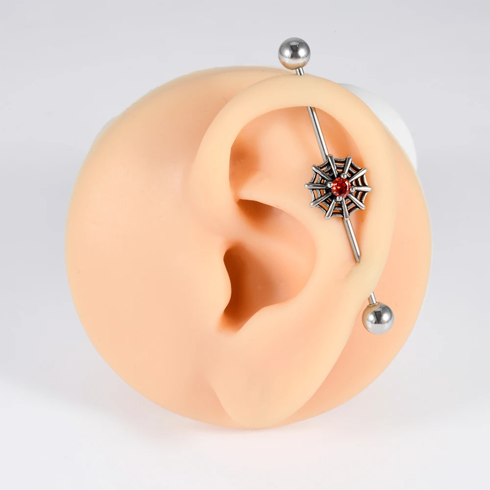الفولاذ المقاوم للصدأ الأحمر الزركون الحاجز الفرس الشر الأذن الزنمة اللولب القرط الشفاه الدائري الحلمة الدائري الصناعية ثقب مجوهرات للجسم #3