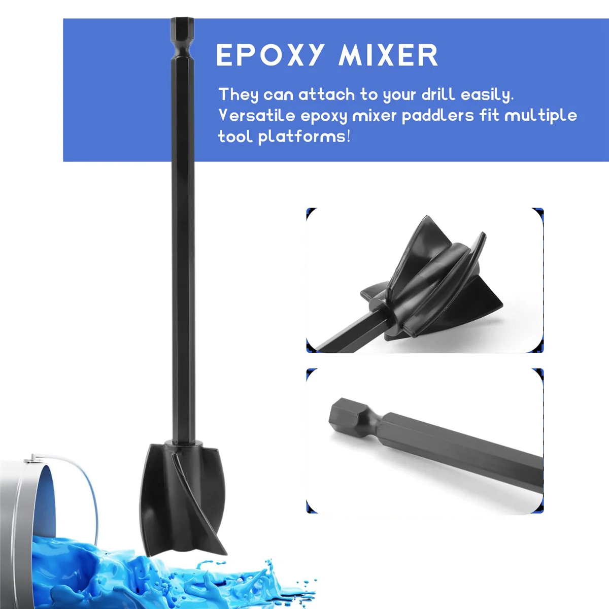 8 Pcs Resin Mixer Epoxy for Powerful Mixing Reusable Multipurpose Epoxy for Drill for Epoxy and Paint Mixer Drill