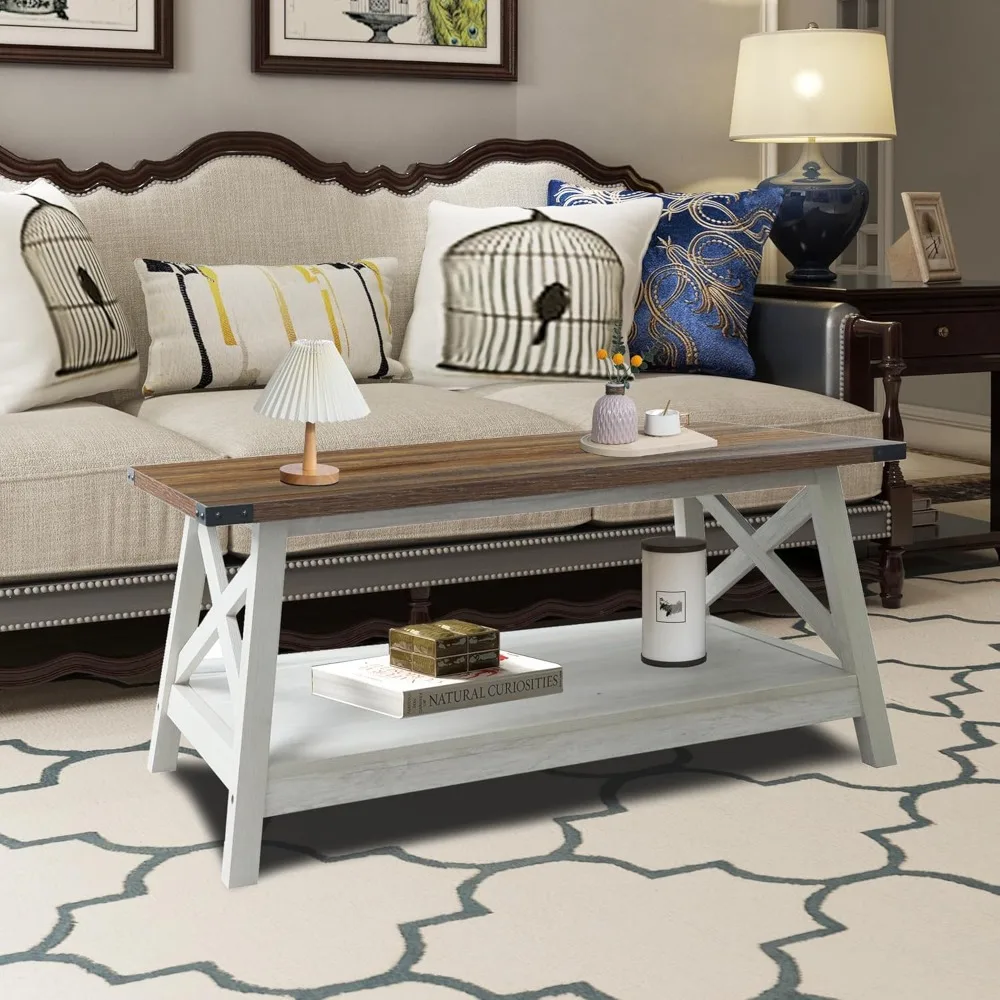 

Sophia Farmhouse Coffee Table with Corner Protection, 40 Inch, Sargent Oak