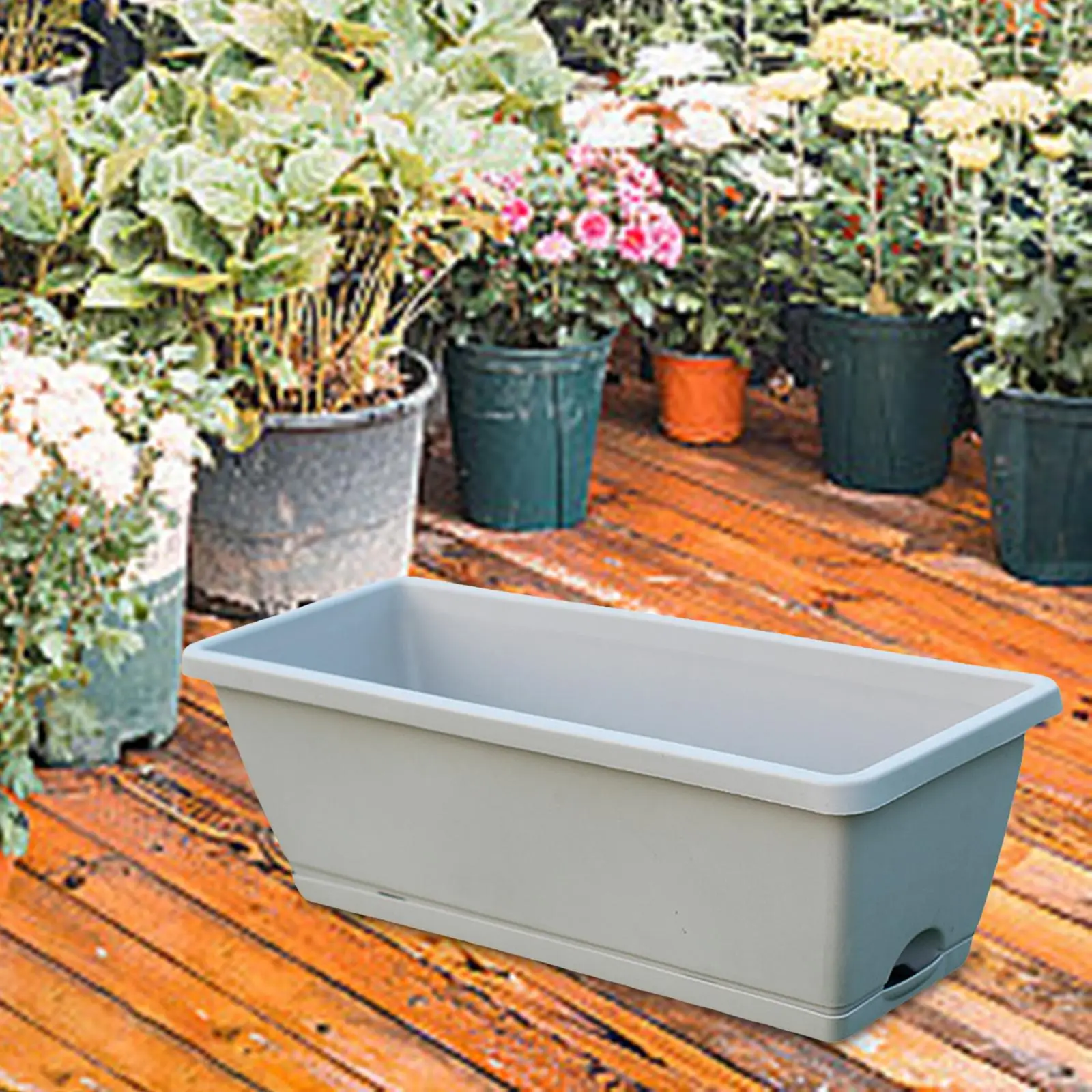 Window Box Planter Container Flower Boxes Pot Rectangle Garden Flower Plant Pot for Porch Patio Windowsill Balcony Garden