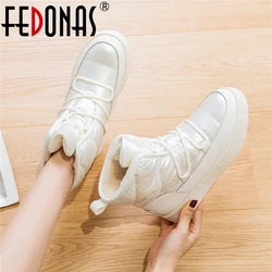 FEDONAS Fashion Women Snow Boots Warm Flats Platforms Ankle Boots For Woman Winter Quality Windproof Short Casual Shoes Boots