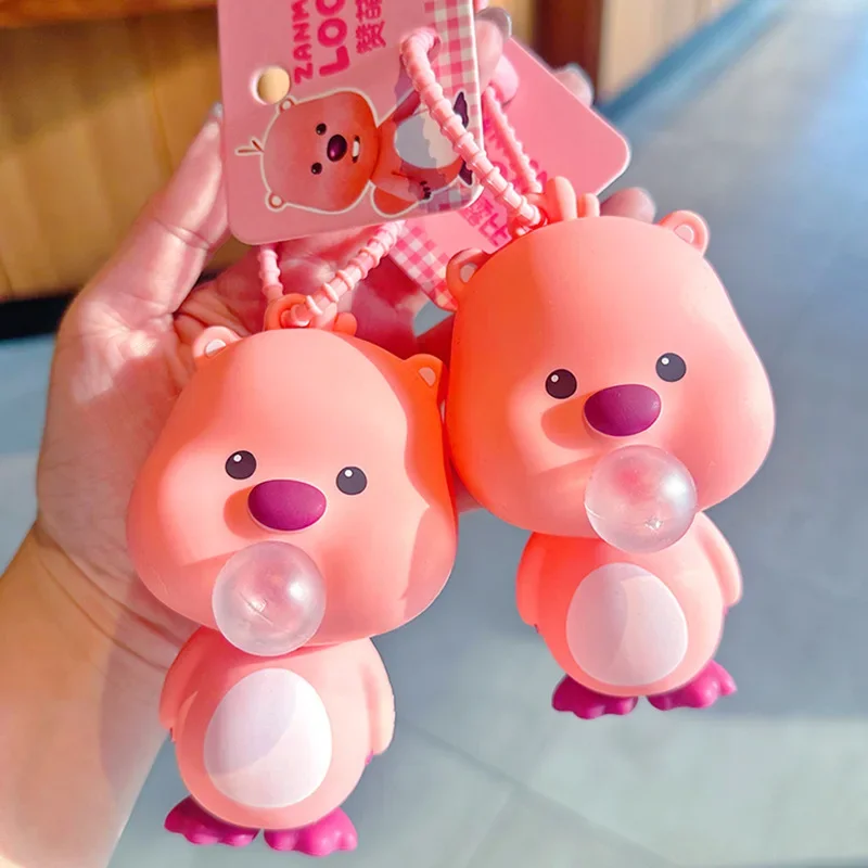 

Anime Loopy Blowing Bubble Pinching Joy Keychain Female Ruby Doll Pendant Bookbag Kerring Small Jewelry Cartoon Kids Gifts