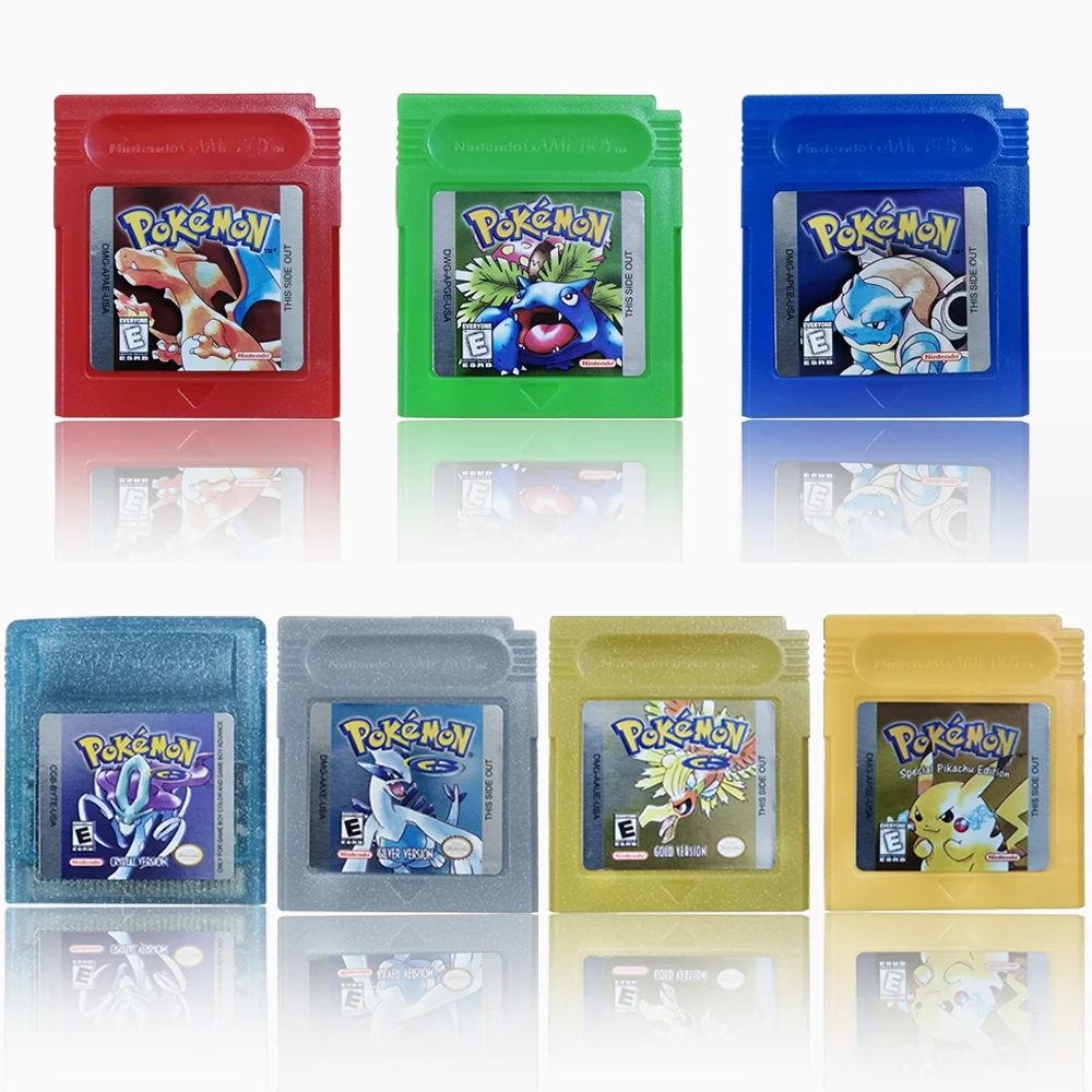 

GBC 16-битный игровой картридж для видеоигр, консольная карта, Pokemon, красный, синий, кристалл, золотой, зеленый, серебристый, желтый, праздничные подарки