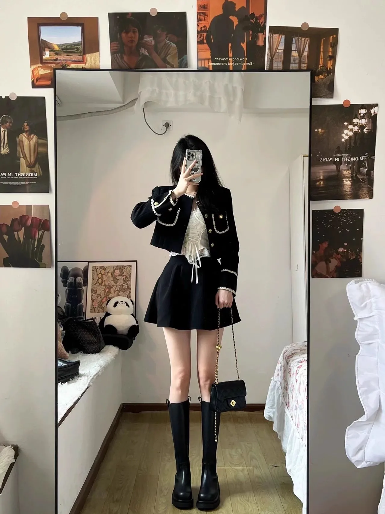 

High-End Chic Coat Skirt Set Women's Fashion Autumn Winter Korean Style Ladylike Ensemble Short Dress Elegant Look
