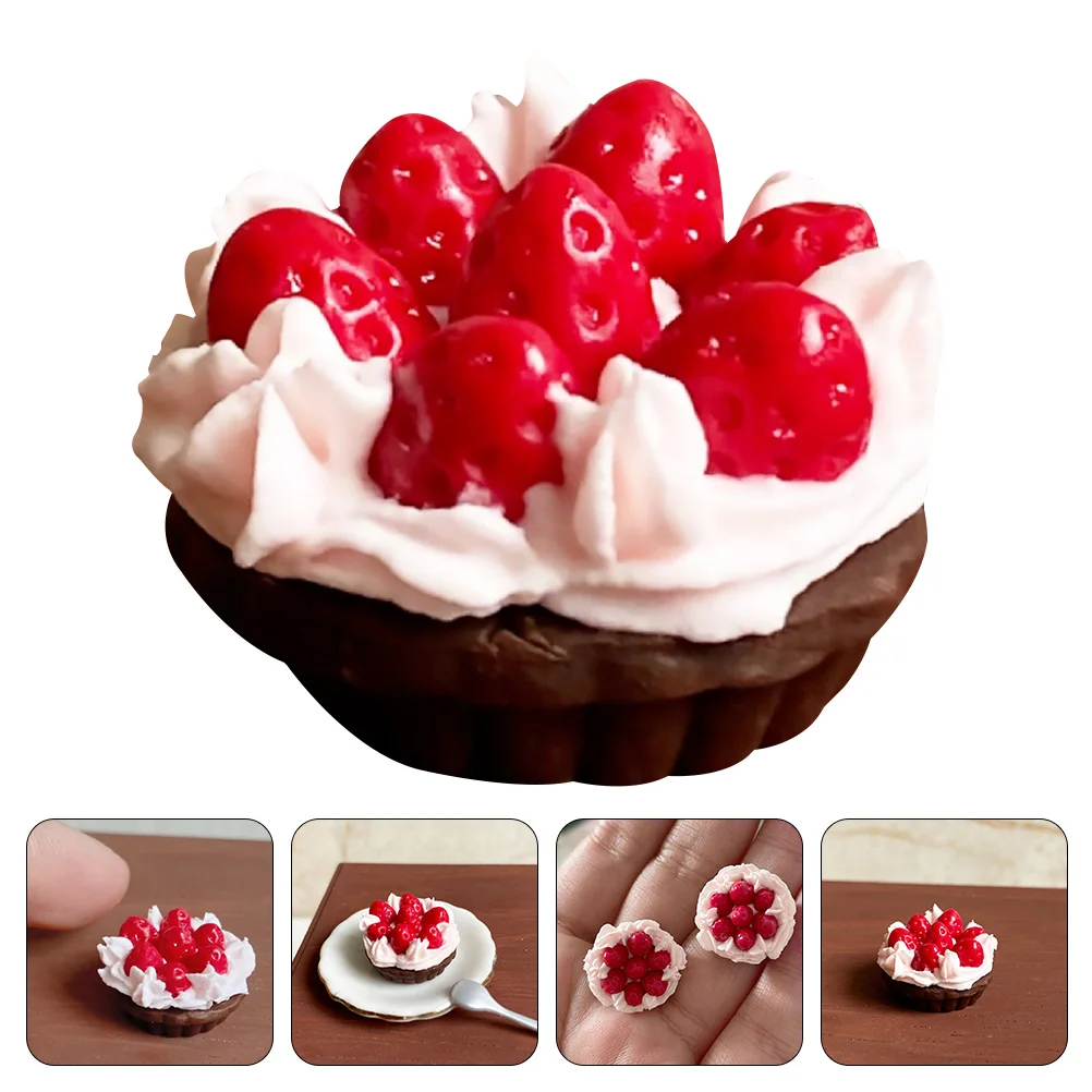 Dollhouse Decoration Accessories Food Mini Strawberry Pies Toy Kitchen Miniature Dessert Cake