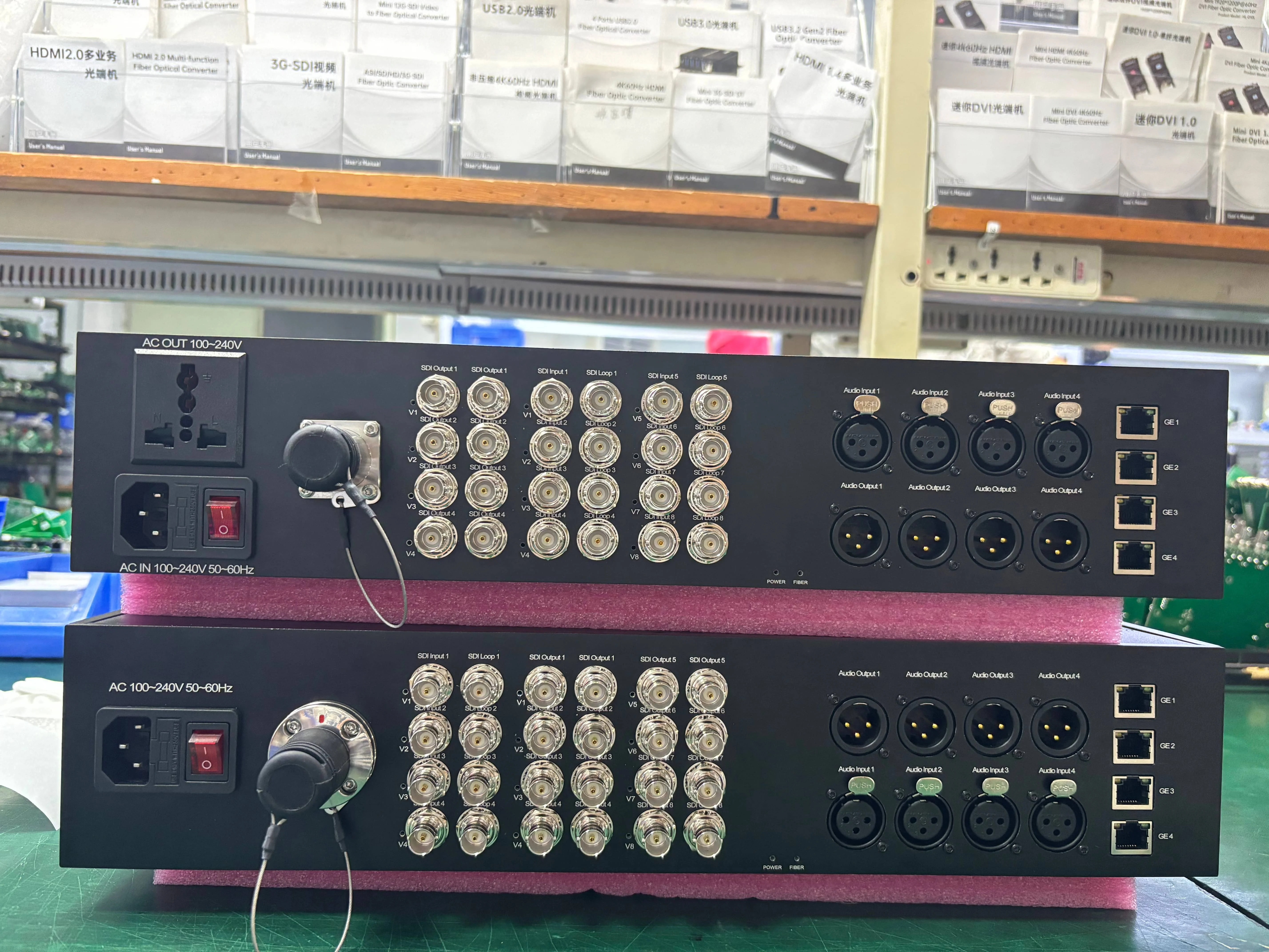 ระบบส่งสัญญาณไฟเบอร์ SMPTE 12 ช่องสัญญาณ 12G-SDI พร้อมอีเธอร์เน็ต 1GB และเสียง XLR