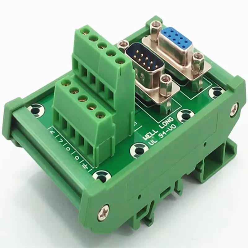 D-SUB DB9 DIN Rail Mount Interface Module Male/Female Header Breakout Board, Terminal Block, Connector.