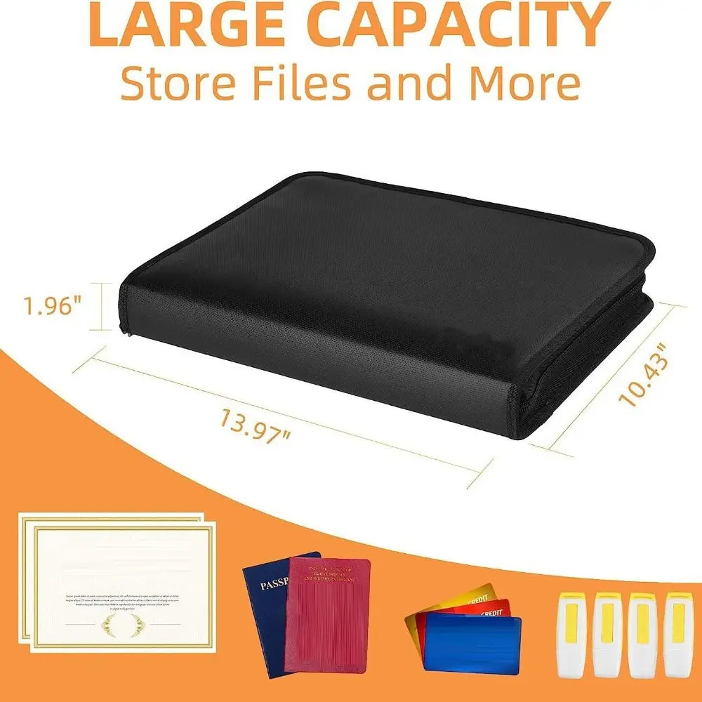 13 جيوب منظم ملفات الأكورديون مع سحاب وملصقات مقاومة للحريق توسيع مجلد الملفات حقيبة محمولة لملفات الرسالة A4 #3