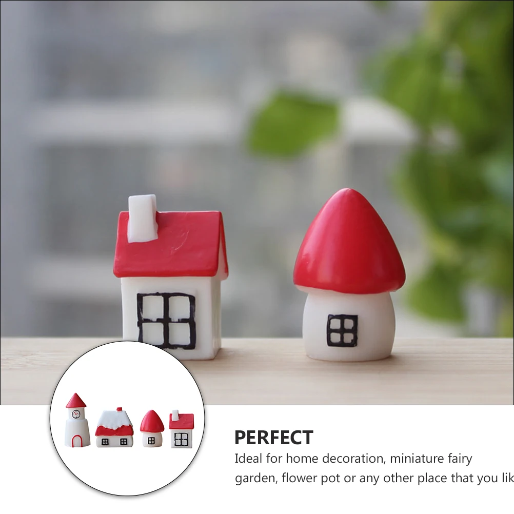 

4 Pcs Winter House Decorations Cute Miniature Micro-landscape Ornament Garden Desktop