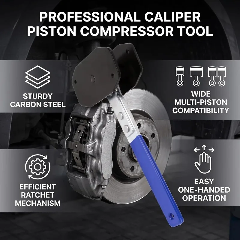 Brake Caliper Press Ratchet Spreader Wrench, Piston Compression for Single Twin Quad Pistons Car Truck Disc Brake Repair Install view 4