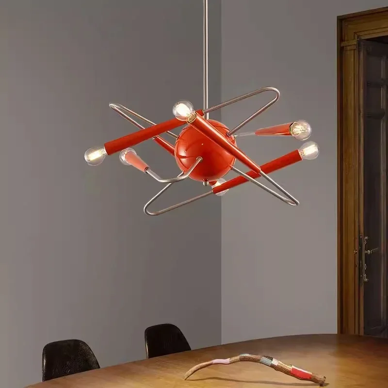 Designer Orange Chandelier Living Room Mid Century Lighting For Villa Dining Room Bedroom Shop Decor Art LED Sputnik Chandelier
