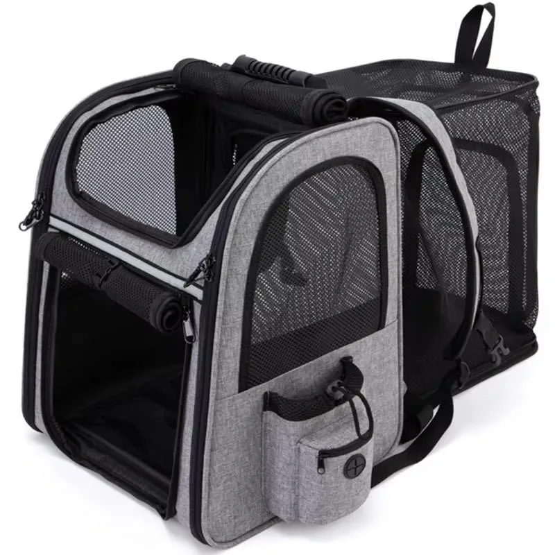 Expandable Travel Carrier with Safety Strap and Zipper Buckle, Cat Backpack, Collapsible Pet Travel Bag, Hot Sales