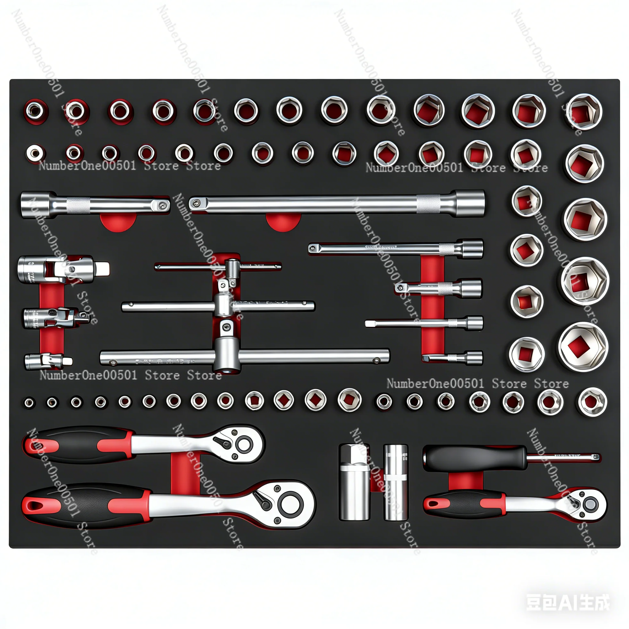 

Large Set Auto Repair Wrench EVA Kit Socket Combination Ratchet Multi Functional High Strength Durable Portable. LBW095.
