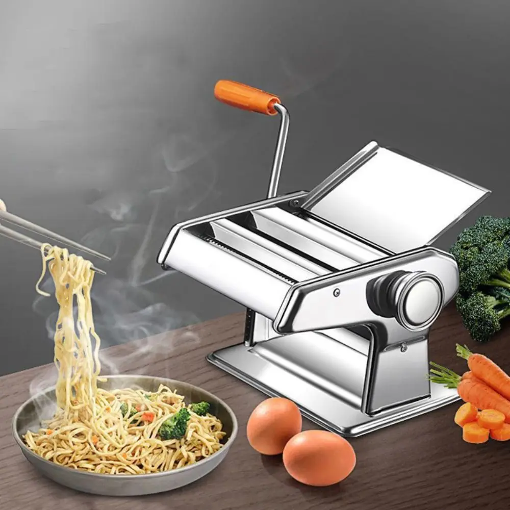 

Manual Noodle Making Machine Adjustable Thickness Stainless Steel Pasta Maker Non-slip Base Effortless Spaghetti Making Machine