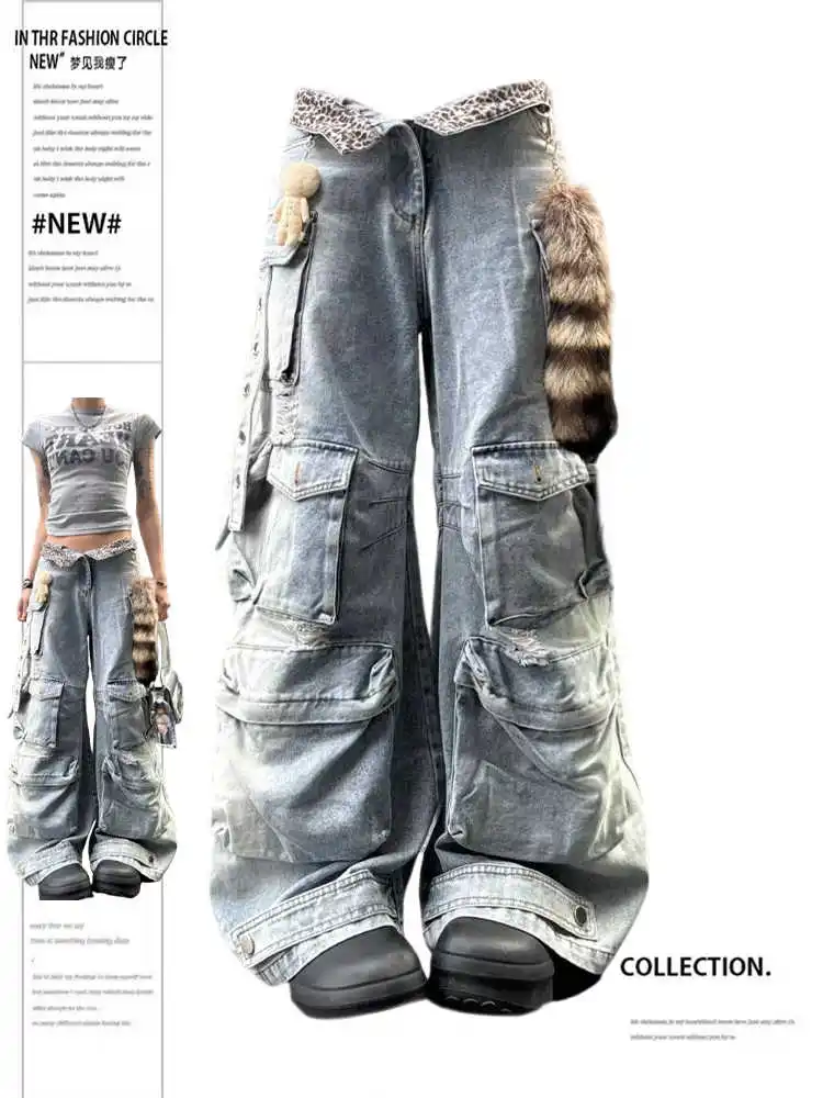

Women's Y2k Baggy Cargo Jeans Harajuku Denim Trousers Aesthetic Punk Jean Pants Vintage Japanese 2000s Style Trashy Clothes 2025