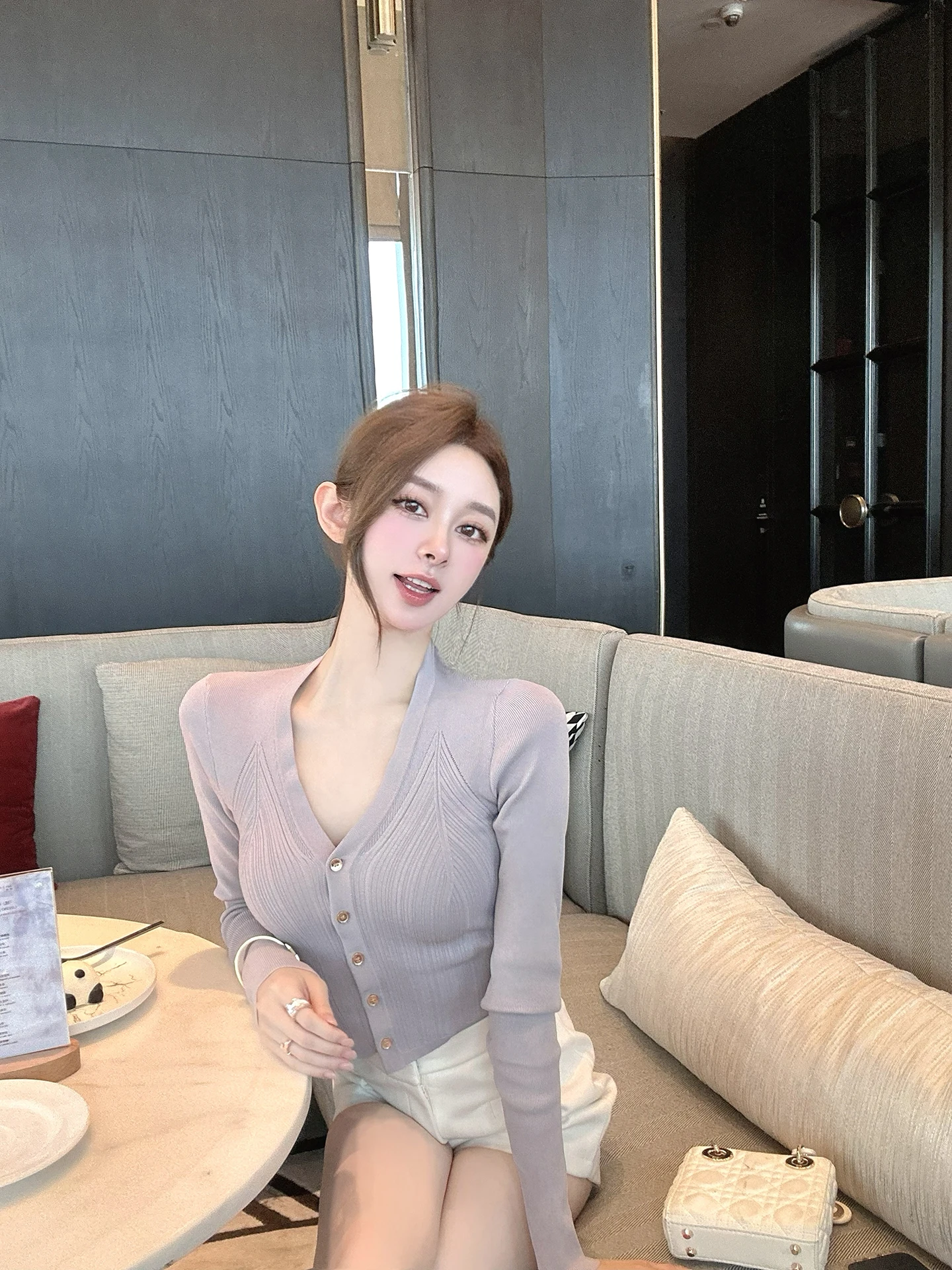 

Весенний вязаный кардиган с длинным рукавом для женщин, приталенный, с открытым передом, Cczee Spring Day Fluffy Talk