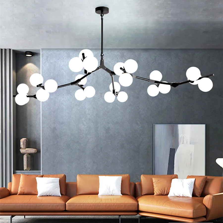 Post Modern Glass Balls LED Pendant Lights Branches Style Chandeliers Ceiling Lamp Living Dining Bedroom Lighting Fixtures
