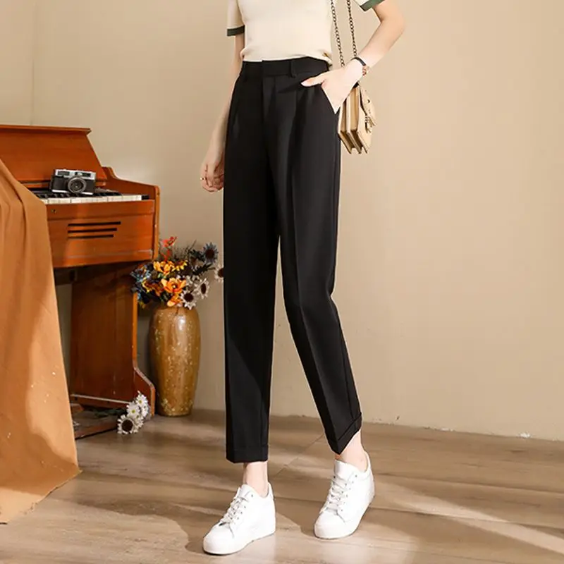 

Летние женские брюки с эластичной резинкой на талии, новые эстетичные удобные эластичные брюки одного размера, винтажные классические женские брюки Xxl