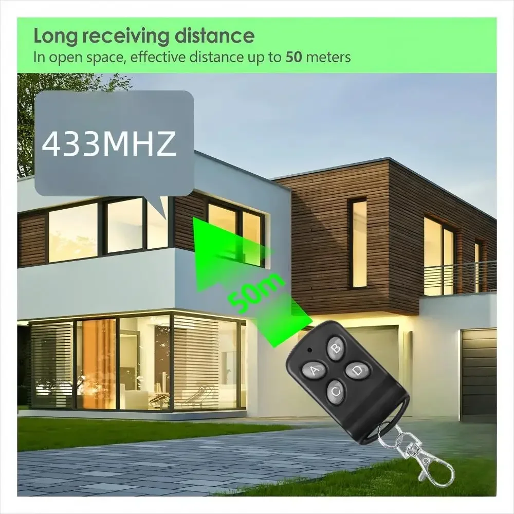 433MHz Door Remote Control Cloning Duplicator Key Fob A Distance 4 Channel Remote Control Clone Fixed Code For Gate Garage Door