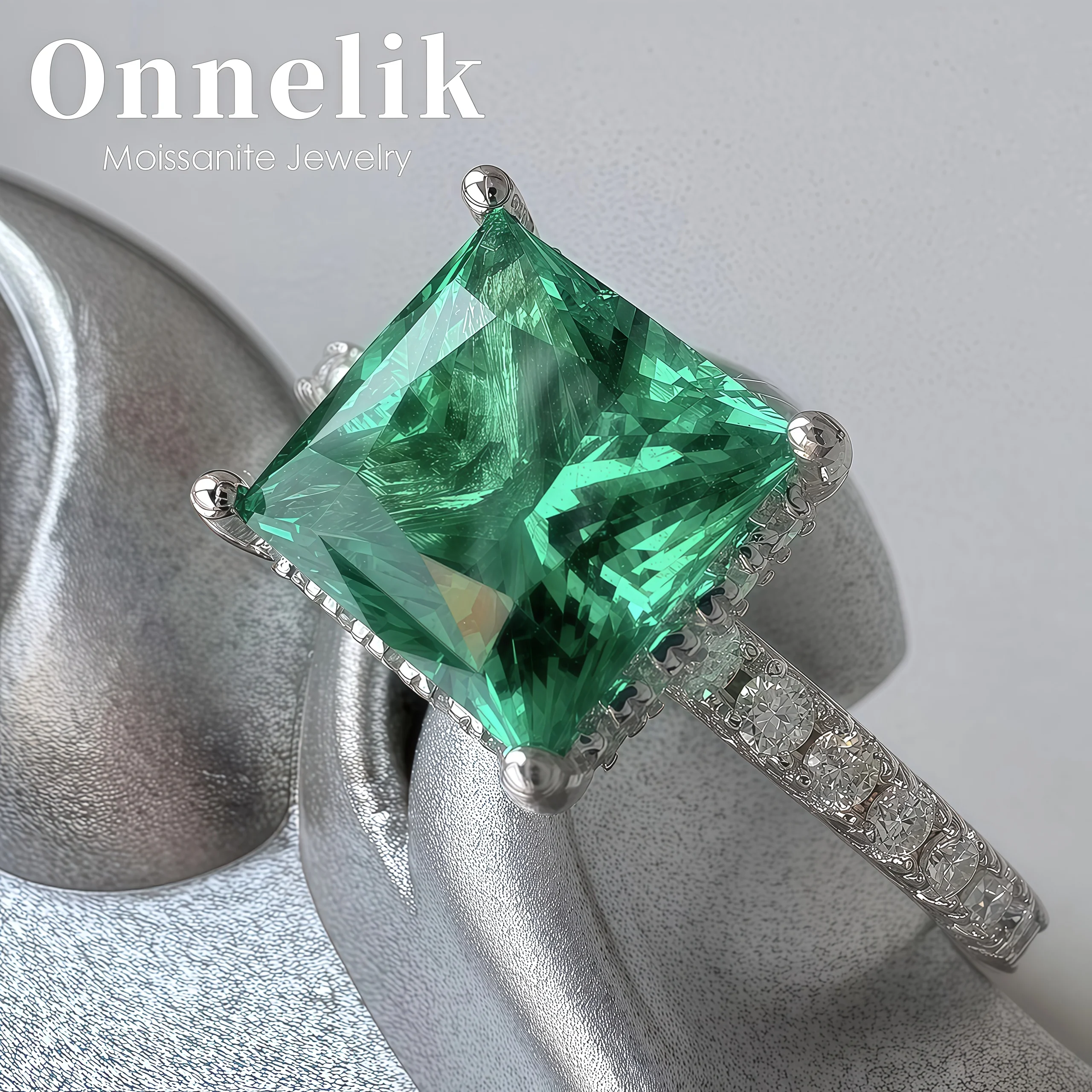 

Onnelik 2.6cttwt Moissanit Diamond Rings Lab Grown Columbia Emerald/Ruby Rings for Women S925 Sterling Silver Fine Jewelry Gift