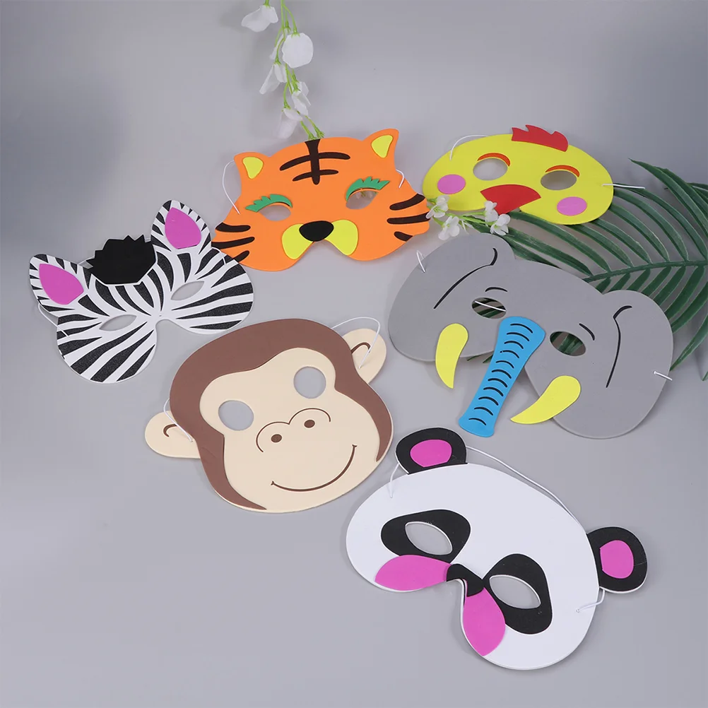 6pcs Cartoon Animal Mask Adorable Mask Kids Dress-Up Costume Accessory (Chick, Tiger, Monkey, Panda, Elephant, Zebra)