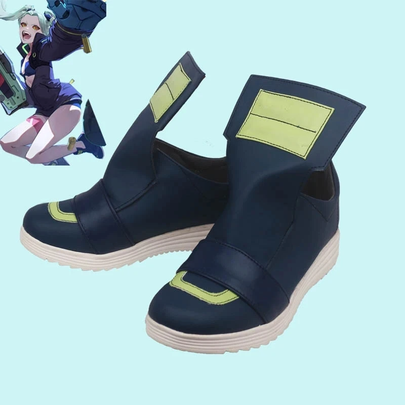 

Anime Cyberpunk Edgerunners Rebecca Cosplay Shoes Becca Boots Fancy PU Leather for Party Halloween Shoes green wig