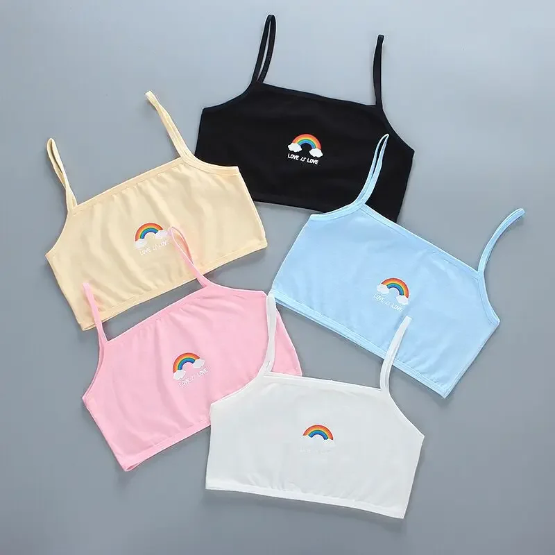 5Pcs/Lot Girls Training Bras Cotton Teenage Underwear Kids Summer Puberty Clothing 8-14Year