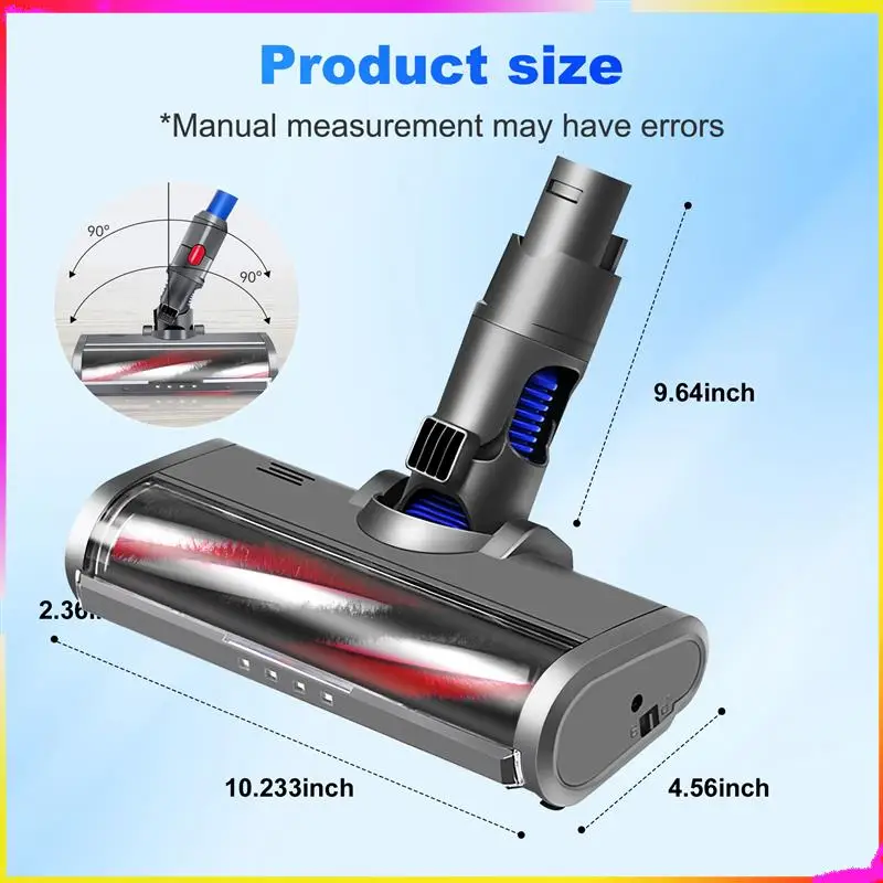 M04K فرشاة دوارة توربو كهربائية لدايسون V6 DC58 DC59 DC61 DC62 فرشاة الإفراج السريع مع ضوء LED للأرضيات الصلبة السجاد