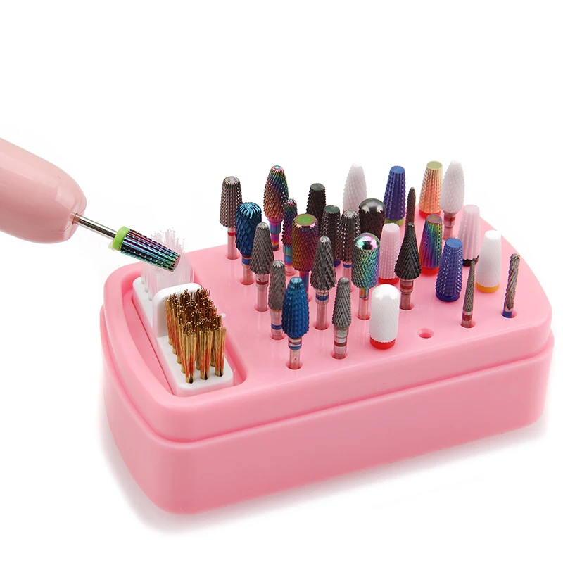 

30 Holes Nail Art Drill Storage Box Grinding Polish Head Bit Holder Display Nail Drill Bits Organizer Nail Stand Manicure Tools