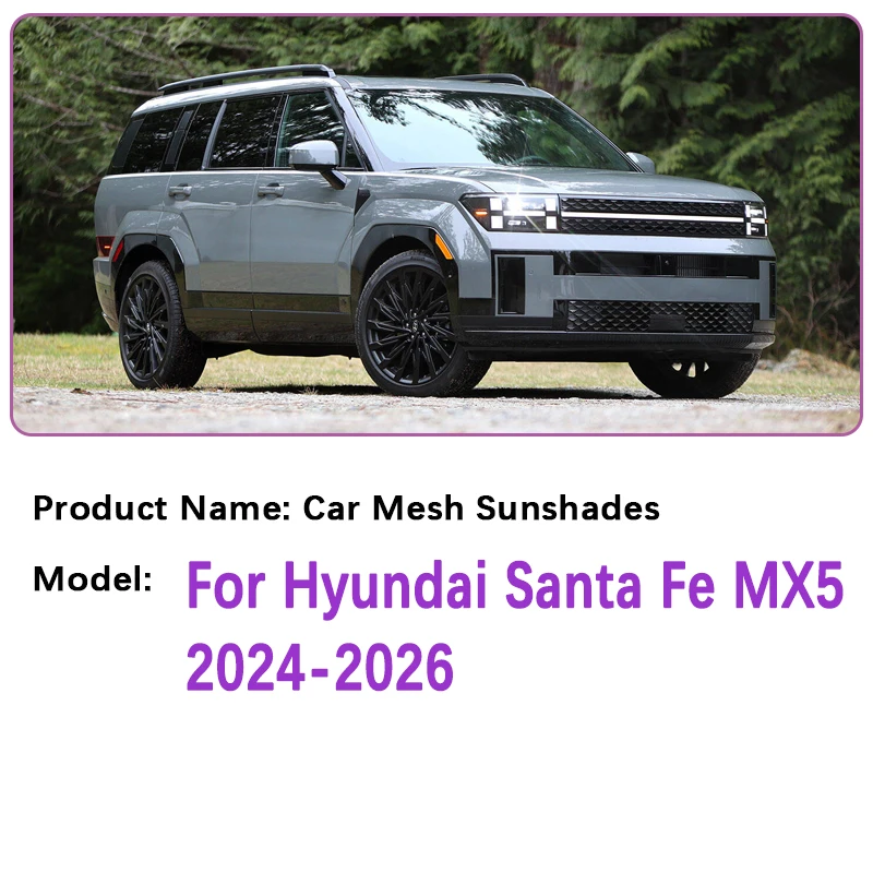 

Автомобильные солнцезащитные шторки для Hyundai Santa Fe MX5 2024, аксессуары 2025, 2026: Защитные накладки на окна от солнца и грязи