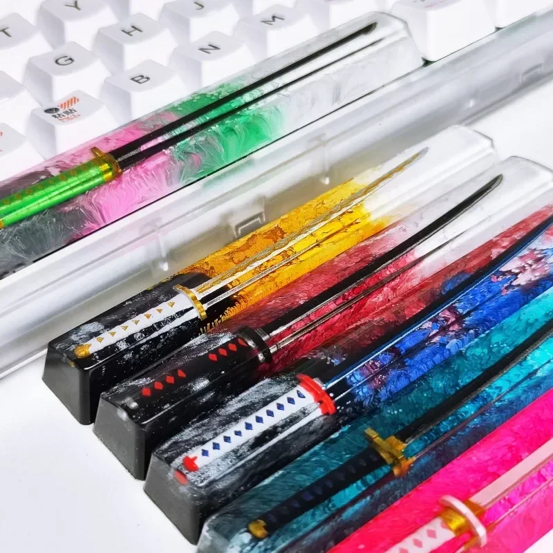 New Japan Style Anime Samurai Sword Artisan Resin Keycaps 6.25u Spacebar Custom MX Switch for Mechanical Backlit Keyboards