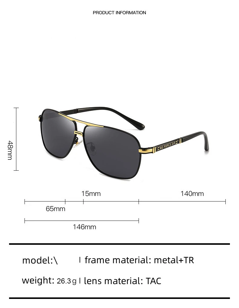 KAMMPT Übergroße Vintage Sonnenbrille Männer Frauen Mode Polarisierte Photochrome Shades Brillen Doppel Brücke Fahren Sonnenbrille – Detail 8