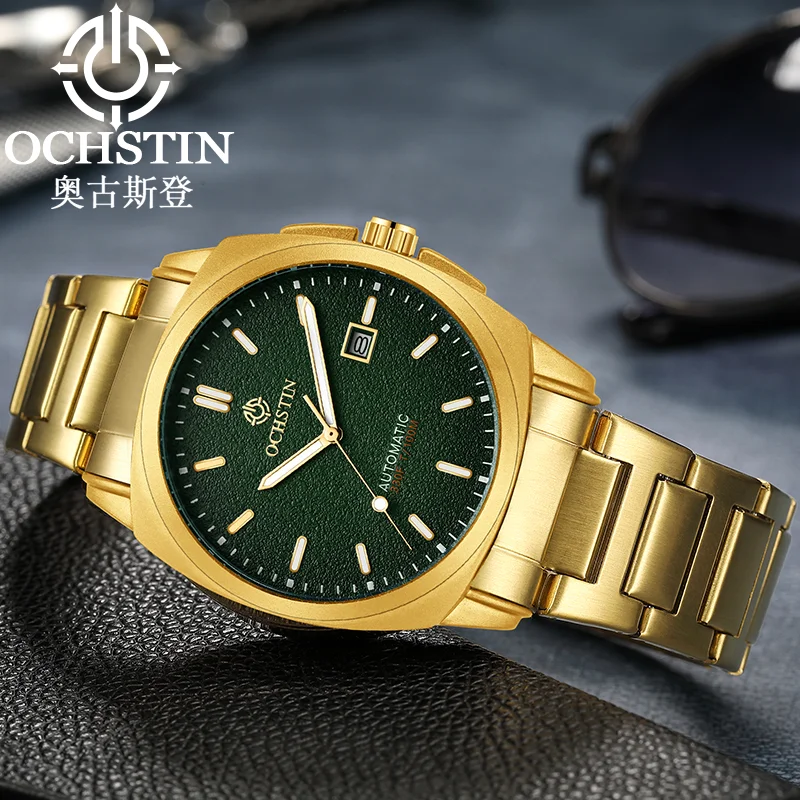 OCHSTIN Retro Elegant Men Self‑winding Automatic Mechanical Watch Man Architect Series Stainless‑Steel Band Waterproof Watches