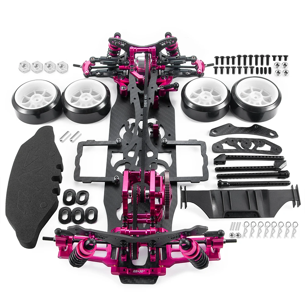 AXSPEED Alloy & Carbon Frame Chassis Kit with 4 Wheels for 1/10 Sakura D4 AWD 4WD RC Drift On-Road Car Accessories