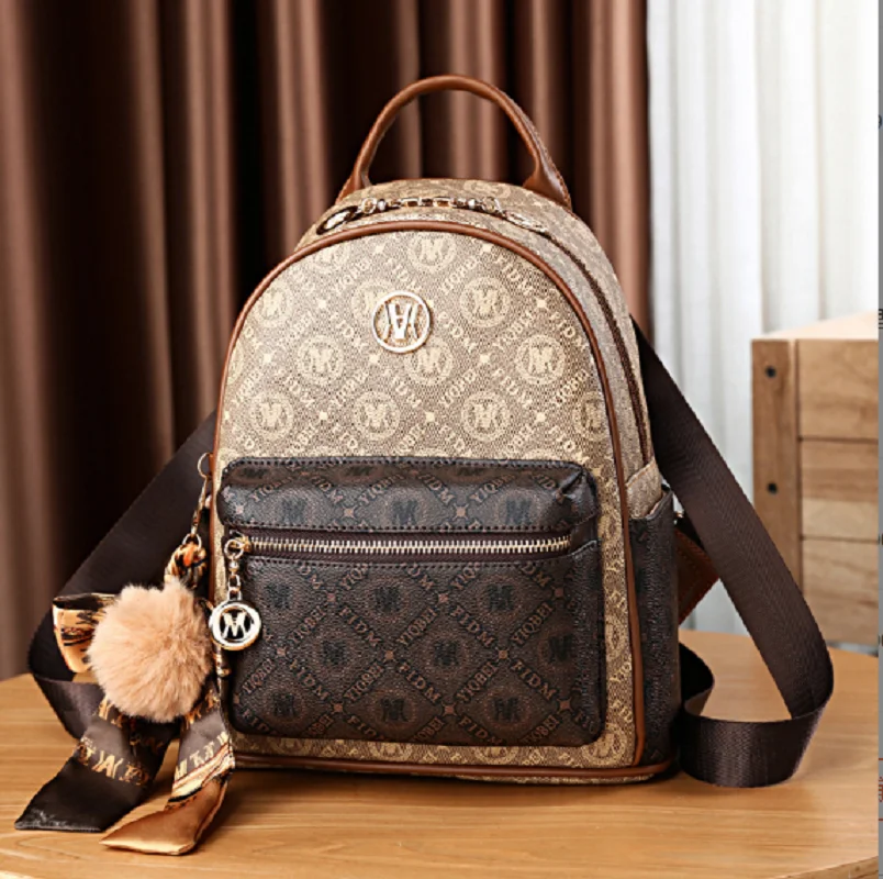 New Luxury Women Fashion Printing High Quality Leather Travel Backpack Large Capacity Trend Shoulder Bags Notebook School Bag