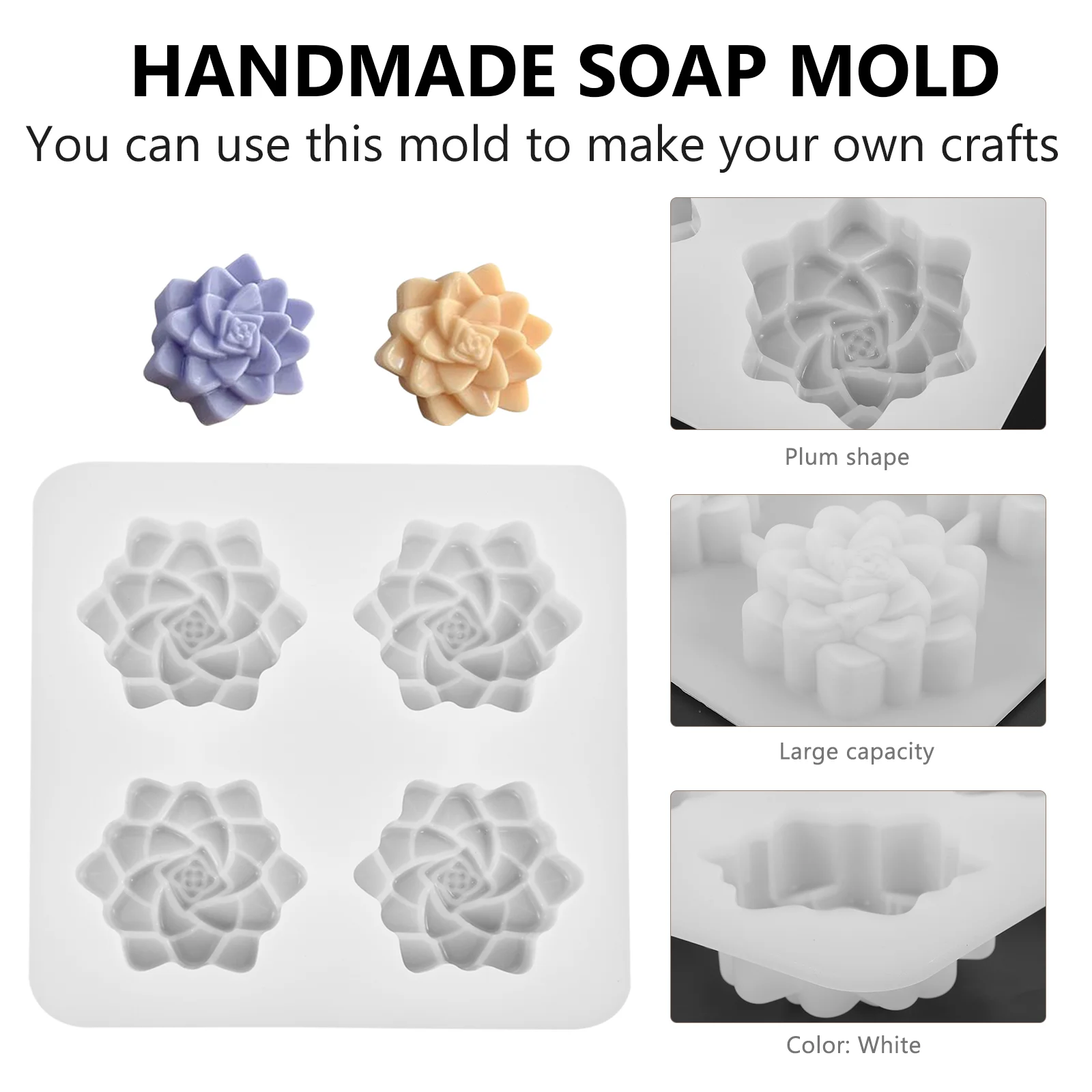 Four-linked Plum Blossom Mold Soap Making Casting Cookie Baking Manual DIY Household