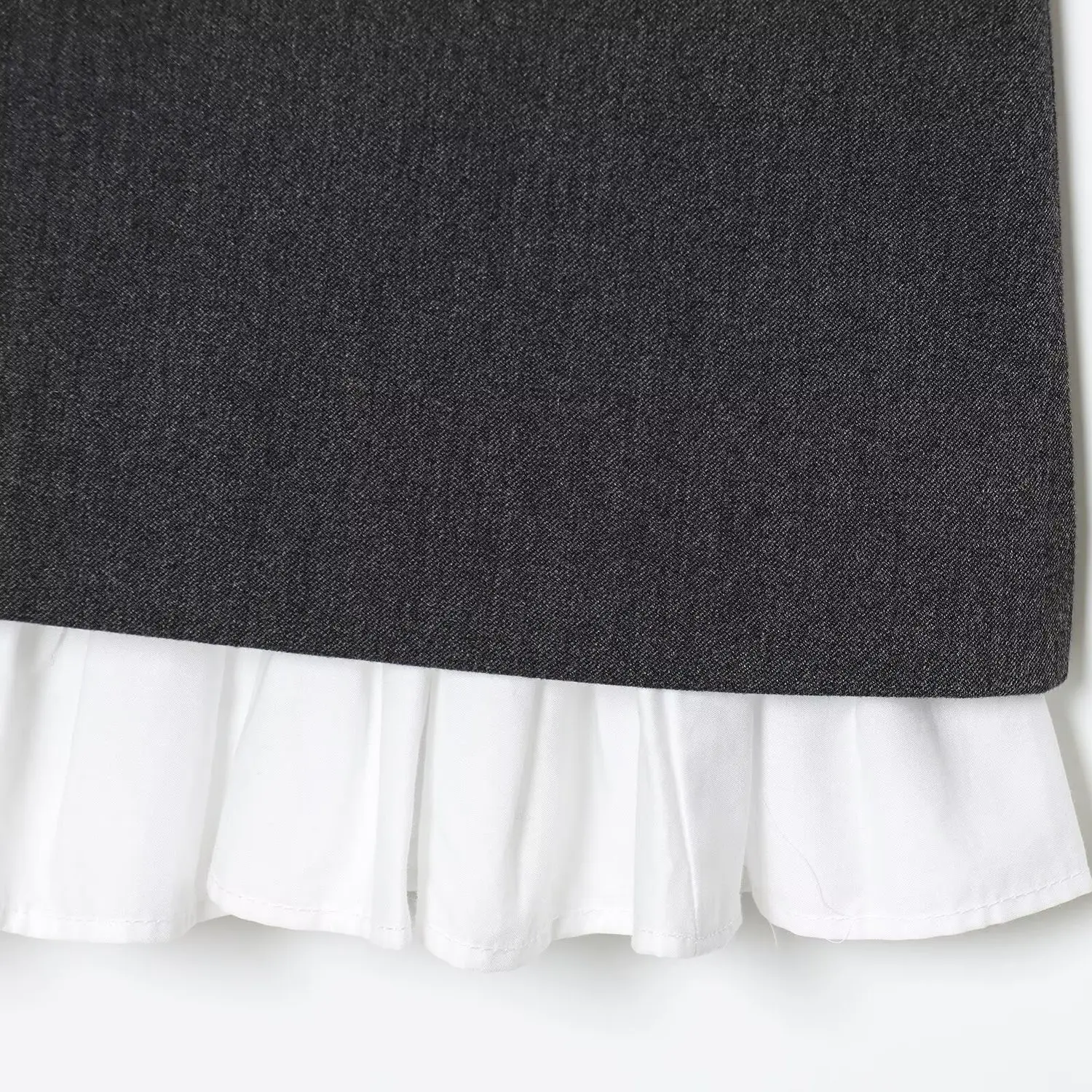 JNLEAOG Outono Novo Design Faion Feminino Or Dr Decoração em Camadas Ele Sle Fibra de Poliéster Sem Sve Corte Reto