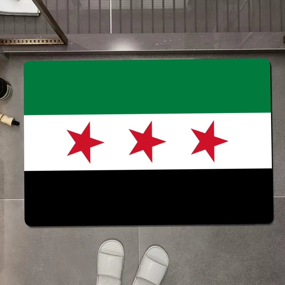 Syrian Revolution Flag Floor Mat Anti-Slip Kitchen Bedroom Handmade Tufted Rug Carpet Living Room Entrance Rug