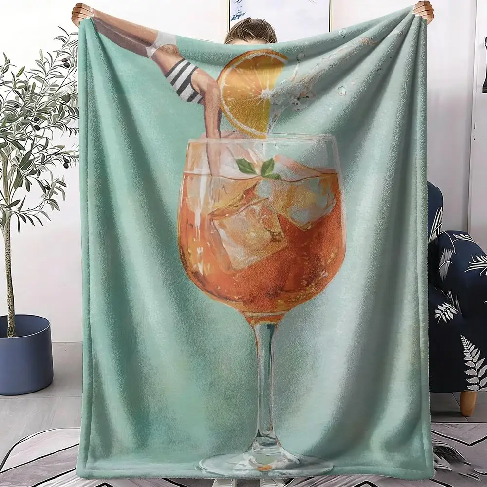 Coffee Martini Cocktail Drink Throw Soft Flannel Throw Summer AC Blanket Lightweight Cool Nap Blanket for Sofa Bed Couch Travel