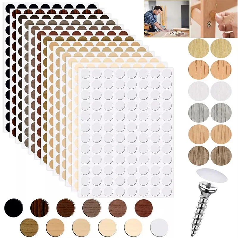 54Pcs Furniture Cabinet Self-adhesive Sealing Stickers Table Screw Hole Decorative Anti-Dust Round Furniture Cover Ugly Stickers